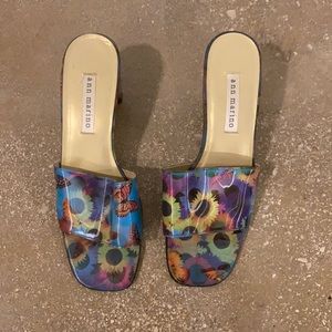 Ann Marino Holographic Butterfly Heels Vintage 90s